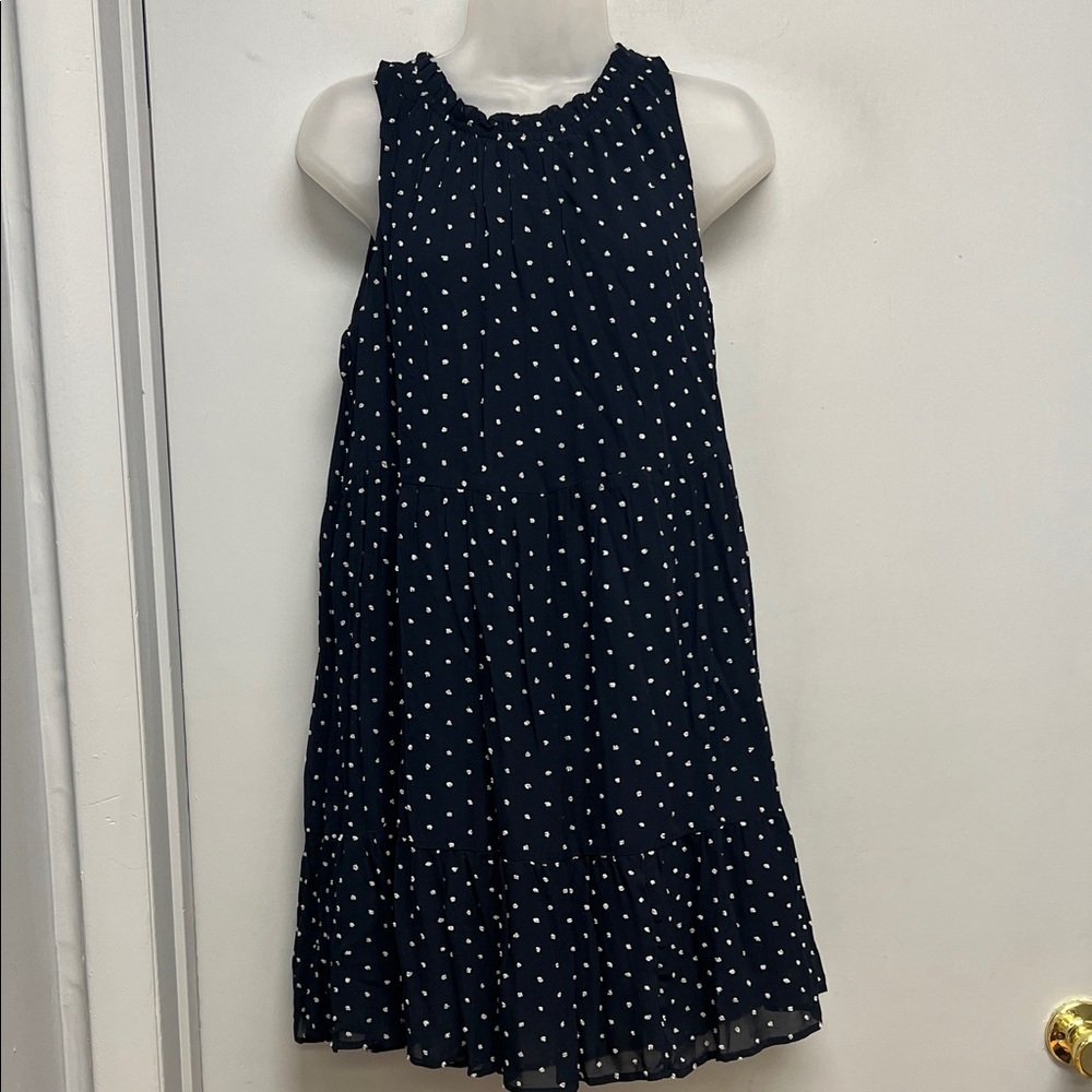 LOFT Navy Polka Dot Tiered Sleeveless Dress | Size Small | NWT